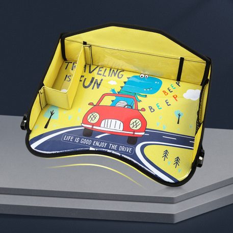 Hordozható asztalka autós mintával - sárga színben