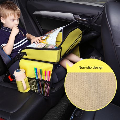 Hordozható asztalka autós mintával - sárga színben