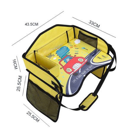 Hordozható asztalka autós mintával - sárga színben