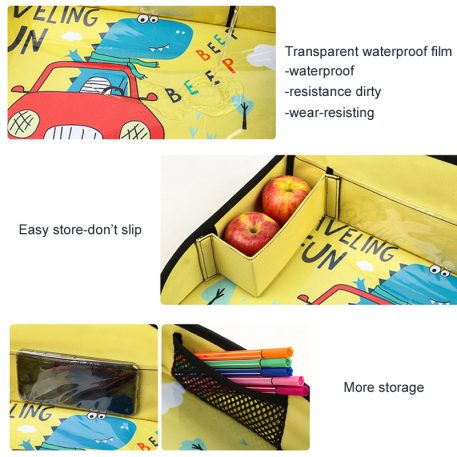 Hordozható asztalka autós mintával - sárga színben