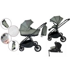   Mama Kiddies Unique multifunkčný kočík 4 v 1 s príslušenstvom v zelenej farbe s ISOFIX základňou + darček