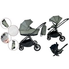   Mama Kiddies Unique multifunkčný kočík 3 v 1 s príslušenstvom v zelenej farbe + darček
