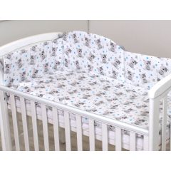   Mama Kiddies Baby Bear 5-dielna detská posteľná bielizeň s mantinelom 180°, v sivej farbe so vzorom medvedíka