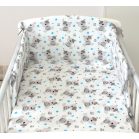 Mama Kiddies Baby Bear 5-dielna detská posteľná bielizeň s mantinelom 180°, v sivej farbe so vzorom medvedíka