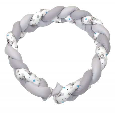 Mantinel 240 cm v sivej farbe so vzorom medvedíka