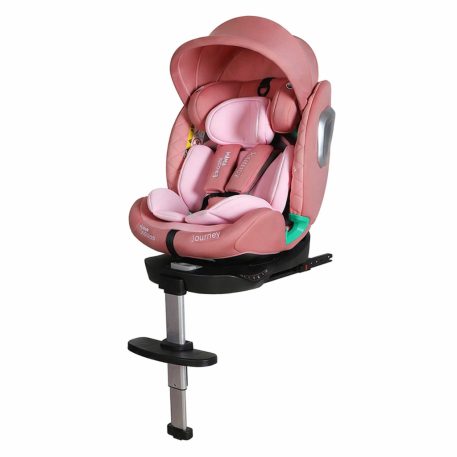 ISOFIX 360° otočná autosedačka Mama Kiddies iSize Journey Extra (40–150 cm) v ružovej farbe s podpornou nohou + darček slnečná clona a opierka nôh