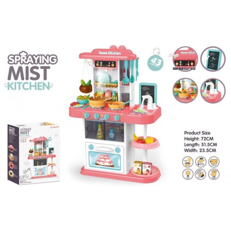 Mama Kiddies 43 részes 72 cm magas KitchenStar babakonyha szett pink színben