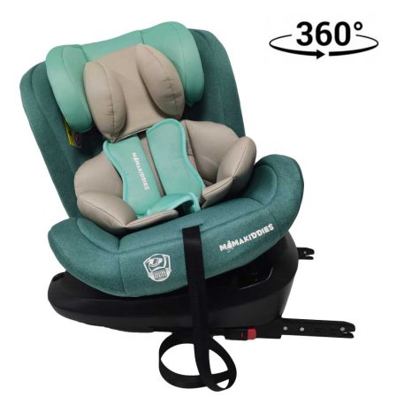 ISOFIX-ová 360° rotačná bezpečnostná autosedačka Mama Kiddies Racing (40 - 125 cm) v zelenej farbe + darček ochranný vankúš hlavy