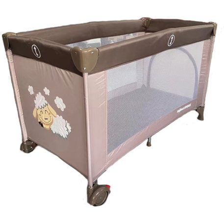 BOXING DAY - Mama Kiddies cestovná postieľka v hnedo-béžovej farbe, so vzorom ovečky