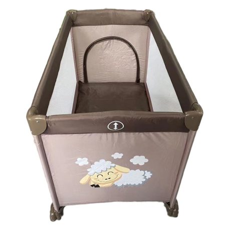 BOXING DAY - Mama Kiddies cestovná postieľka v hnedo-béžovej farbe, so vzorom ovečky
