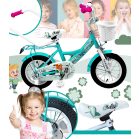 Kelly detský bicykel s rodičovskou rukoväťou – mentolový 12" + darček