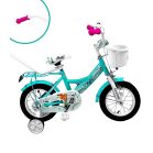 Kelly detský bicykel s rodičovskou rukoväťou – mentolový 12" + darček