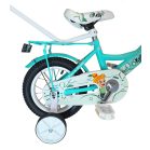 Kelly detský bicykel s rodičovskou rukoväťou – mentolový 12" + darček