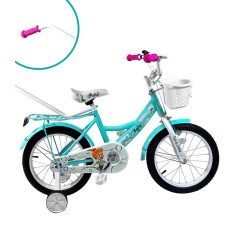  Kelly detský bicykel s rodičovskou rukoväťou – mentolový 16" + darček
