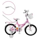 Kelly detský bicykel s rodičovskou rukoväťou – ružový 16" + darček