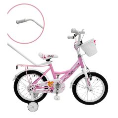   Kelly detský bicykel s rodičovskou rukoväťou – ružový 16" + darček