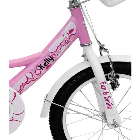 Kelly detský bicykel s rodičovskou rukoväťou – ružový 16" + darček