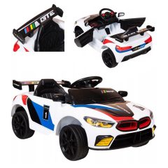   Biele športové elektrické auto GTE pre deti s diaľkovým ovládaním