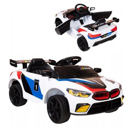 Biele športové elektrické auto GTE pre deti s diaľkovým ovládaním
