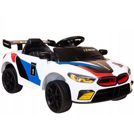 Biele športové elektrické auto GTE pre deti s diaľkovým ovládaním