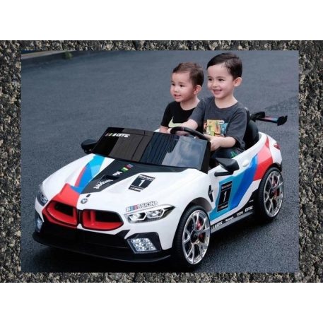 Biele športové elektrické auto GTE pre deti s diaľkovým ovládaním