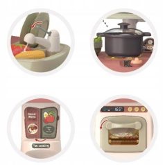   62 cm vysoká Home Kitchen detská kuchynská súprava s 29 doplnkami v olivovej farbe