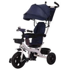   MK H-Trike Hero trojkolka s rodičovskou rukoväťou a opierkou na nohy – modro-biela farba