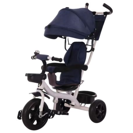 MK H-Trike Hero trojkolka s rodičovskou rukoväťou a opierkou na nohy – modro-biela farba