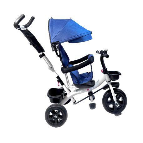 MK H-Trike Hero trojkolka s rodičovskou rukoväťou a opierkou na nohy – modro-biela farba