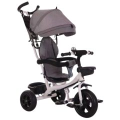   MK H-Trike Hero trojkolka s rodičovskou rukoväťou a opierkou na nohy – sivej-biela farba