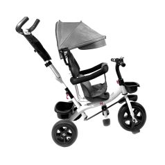   MK H-Trike Hero trojkolka s rodičovskou rukoväťou a opierkou na nohy – sivej-biela farba