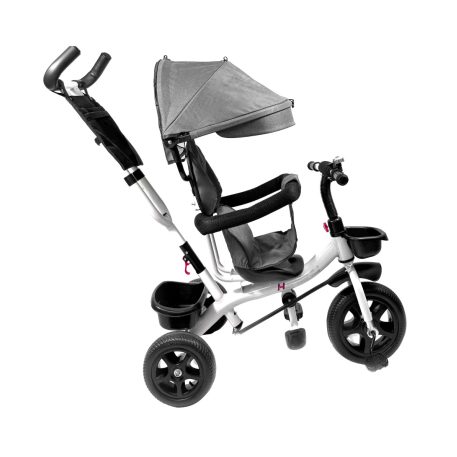 MK H-Trike Hero trojkolka s rodičovskou rukoväťou a opierkou na nohy – sivej-biela farba