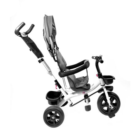 MK H-Trike Hero trojkolka s rodičovskou rukoväťou a opierkou na nohy – sivej-biela farba
