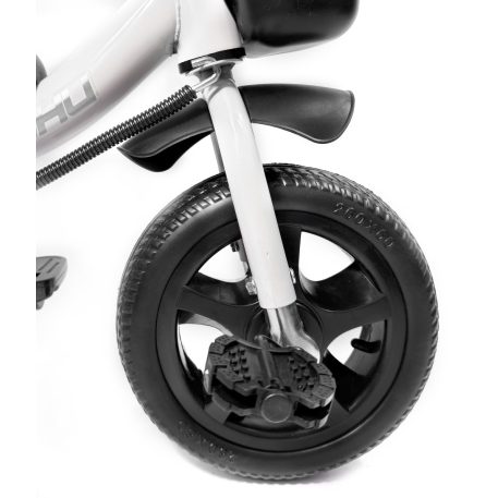 MK H-Trike Hero trojkolka s rodičovskou rukoväťou a opierkou na nohy – sivej-biela farba