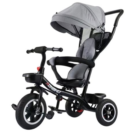 MK H-Trike Hawk trojkolka s otočným sedadlom o 360 stupňov, s opierkou na nohy – sivá farba