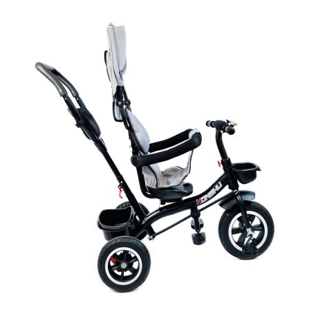 MK H-Trike Hawk trojkolka s otočným sedadlom o 360 stupňov, s opierkou na nohy – sivá farba