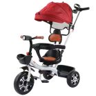 MK H-Trike Harmony trojkolka s otočným sedadlom o 360 stupňov, s rodičovskou rukoväťou, v červeno-bielej farbe + darček