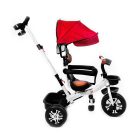 MK H-Trike Harmony trojkolka s otočným sedadlom o 360 stupňov, s rodičovskou rukoväťou, v červeno-bielej farbe + darček