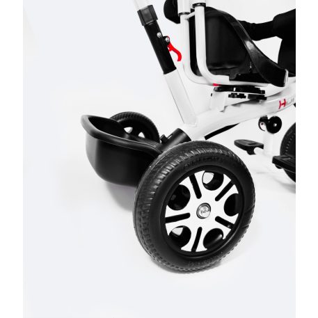 MK H-Trike Harmony trojkolka s otočným sedadlom o 360 stupňov, s rodičovskou rukoväťou, v červeno-bielej farbe + darček