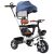 MK H-Trike Harmony trojkolka s otočným sedadlom o 360 stupňov, s rodičovskou rukoväťou, v modro-bielej farbe + darček