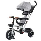 MK H-Trike Hawk trojkolka s otočným sedadlom o 360 stupňov, s rodičovskou rukoväťou a opierkou na nohy v sivej farbe