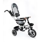 MK H-Trike Hawk trojkolka s otočným sedadlom o 360 stupňov, s rodičovskou rukoväťou a opierkou na nohy v sivej farbe