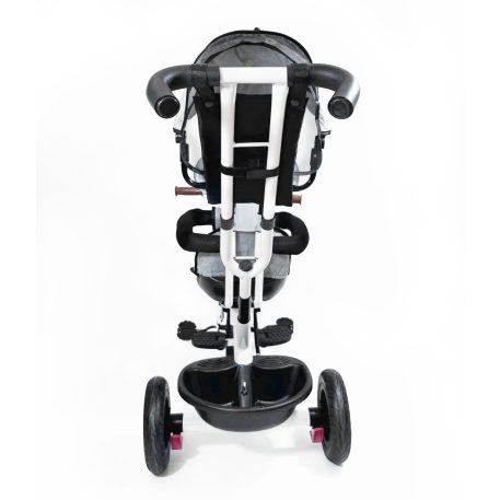 MK H-Trike Hawk trojkolka s otočným sedadlom o 360 stupňov, s rodičovskou rukoväťou a opierkou na nohy v sivej farbe