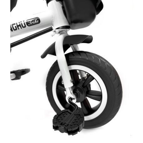 MK H-Trike Hawk trojkolka s otočným sedadlom o 360 stupňov, s rodičovskou rukoväťou a opierkou na nohy v sivej farbe