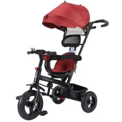   MK H-Trike Hunter trojkolka s rodičovskou rukoväťou a opierkou na nohy v červeno-čiernej farbe