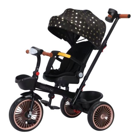 MK H-Trike Highline trojkolka s otočným sedadlom o 360 stupňov a rodičovskou rukoväťou, čierna farba