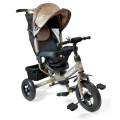   MK H-Trike Hype trojkolka s rodičovskou rukoväťou a opierkou na nohy v hnedo-čiernej farbe + darček