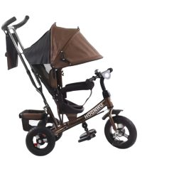   MK H-Trike Hype trojkolka s rodičovskou rukoväťou a opierkou na nohy v hnedo-čiernej farbe + darček