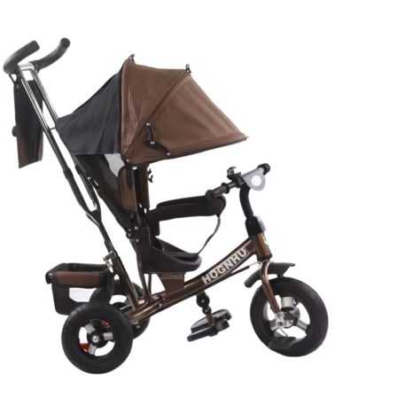 MK H-Trike Hype trojkolka s rodičovskou rukoväťou a opierkou na nohy v hnedo-čiernej farbe + darček