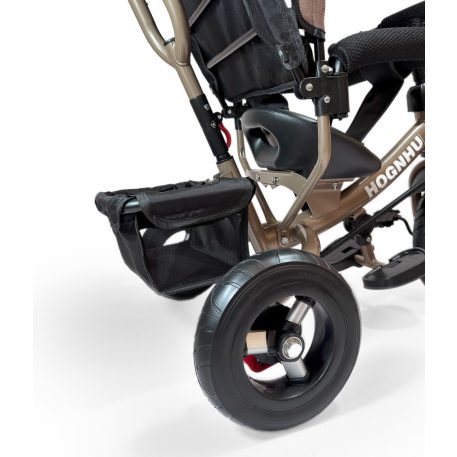 MK H-Trike Hype trojkolka s rodičovskou rukoväťou a opierkou na nohy v hnedo-čiernej farbe + darček